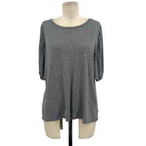 Michael Lauren Saddler Puff Sleeve Tee Gray Size Medium